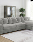 Blaine Upholstered Reversible Sectional Sofa Set with Amrless Chair fog